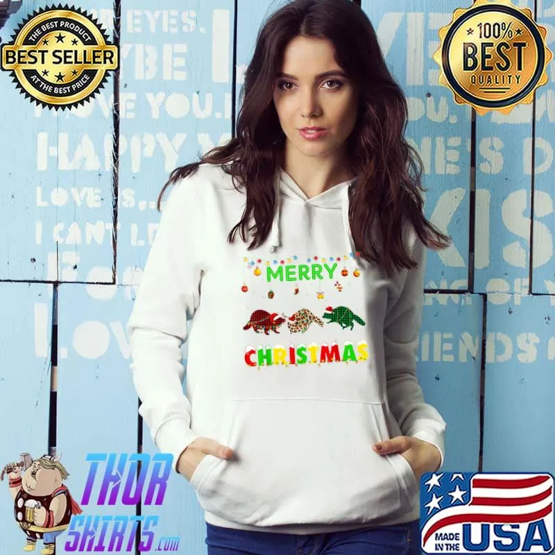 Racoon Santa Hat Plaid Leopard Lights Animal Farm Merry Christmas Winter Holiday T-Shirt Hoodie