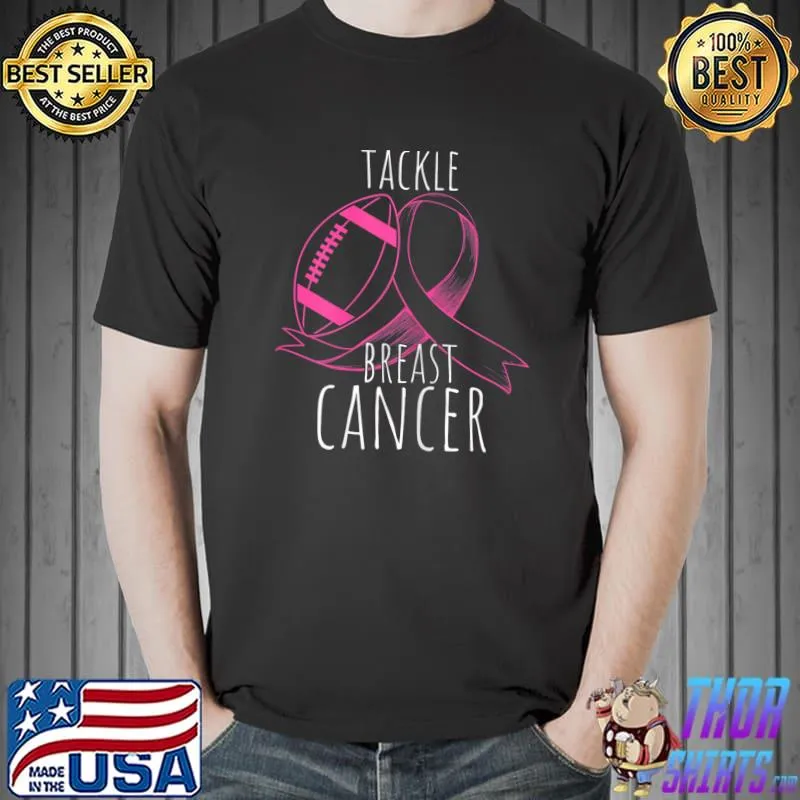Tackle Breast Cancer Warrior Breast Cancer Awareness Pink Football October T-Shirt