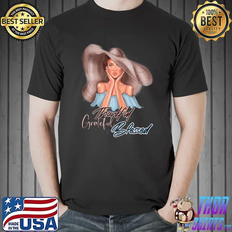 Thankful Grateful And Blessed Female Thanksgiving Women T-Shirt