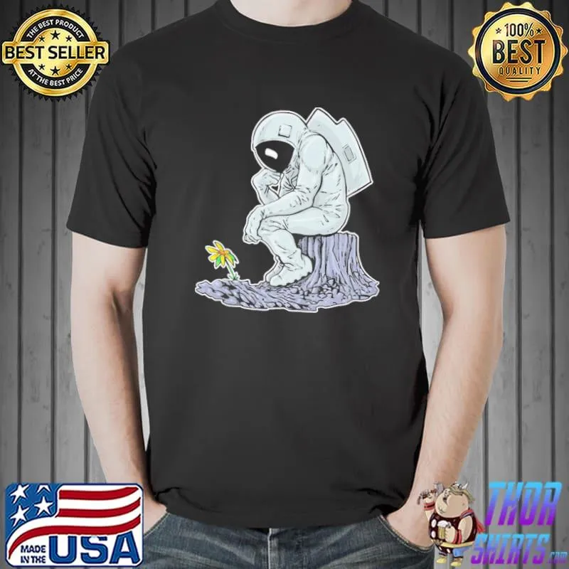The thinker beside flowers vintage nasa shirt