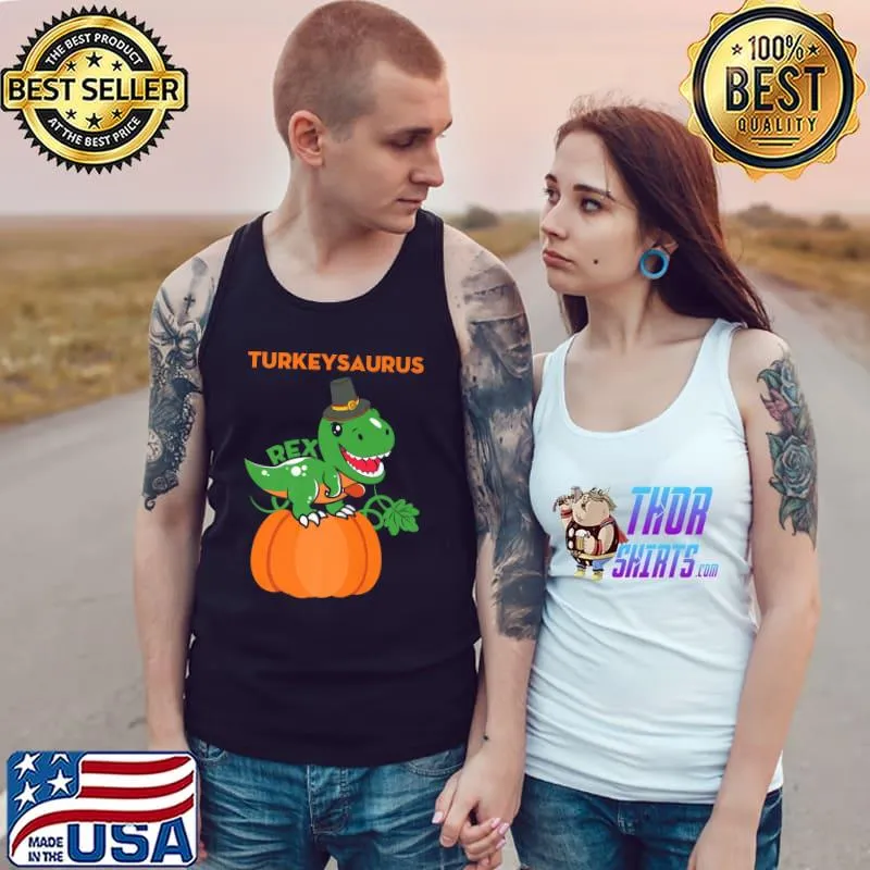 Turkeysaurus TRex Thanksgiving Dinosaur Turkey Pumpkin T-Shirt Tank Top