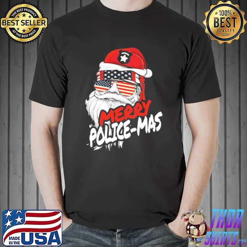 Us merry police mas policeman santa claus police christmas gift shirt