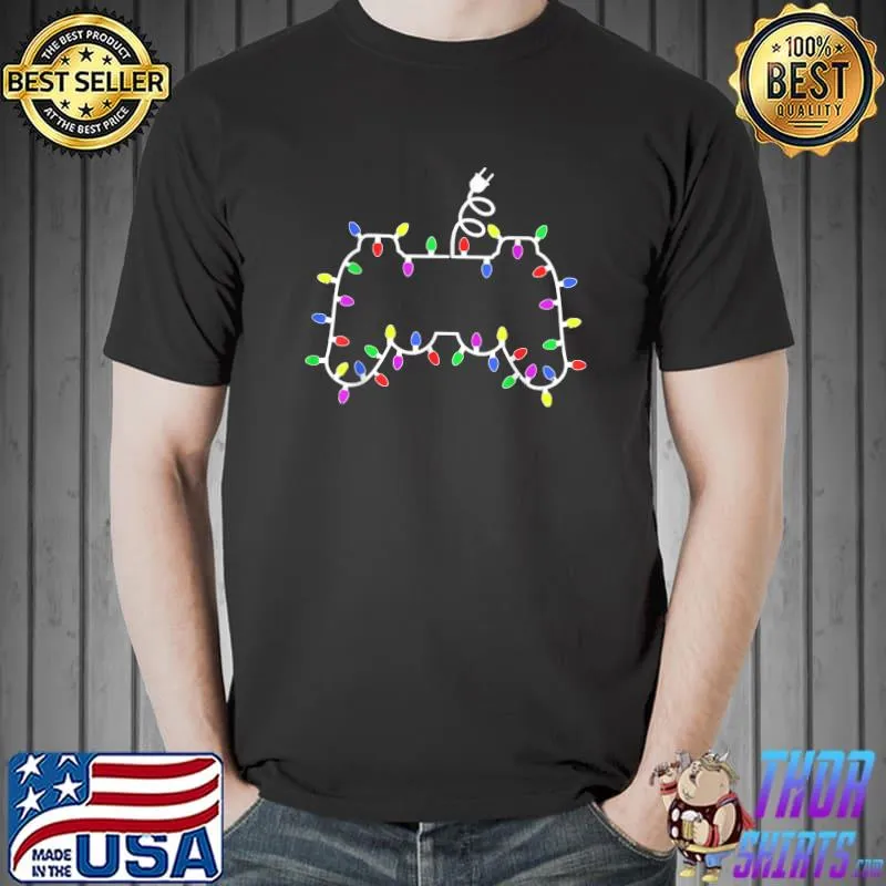 Video Game Controller Christmas Lights Gamer Gaming T-Shirt