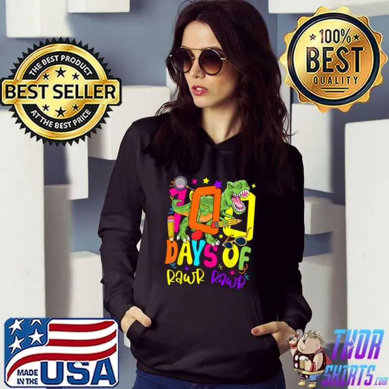100 Days Of Rawr Rawr Dinosaur T Rex 100 Days Of School Pencils Rawr Rawr Retro T-Shirt Hoodie