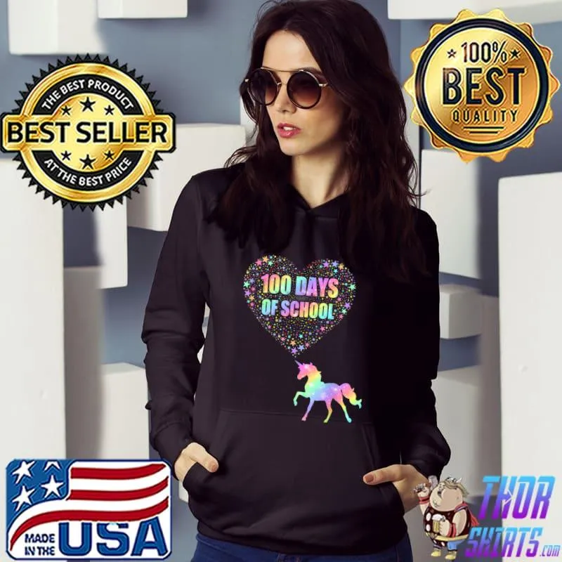 100 Days Of School Love Horse Riding 100 Day Smarter Rainbow T-Shirt Hoodie