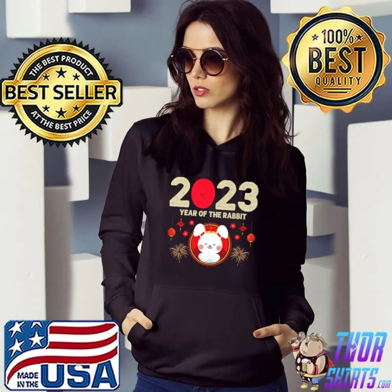 2023 Chinese New Year Fireworks Blood Moon Year Of The Rabbit T-Shirt Hoodie