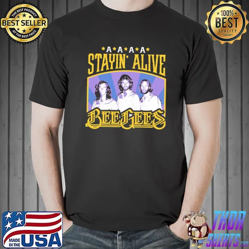 A a a stayin alive bee gees vintage shirt