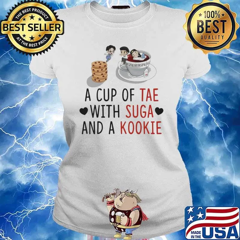 A cup of tea with suga and a kookie BTS s Ladies tee