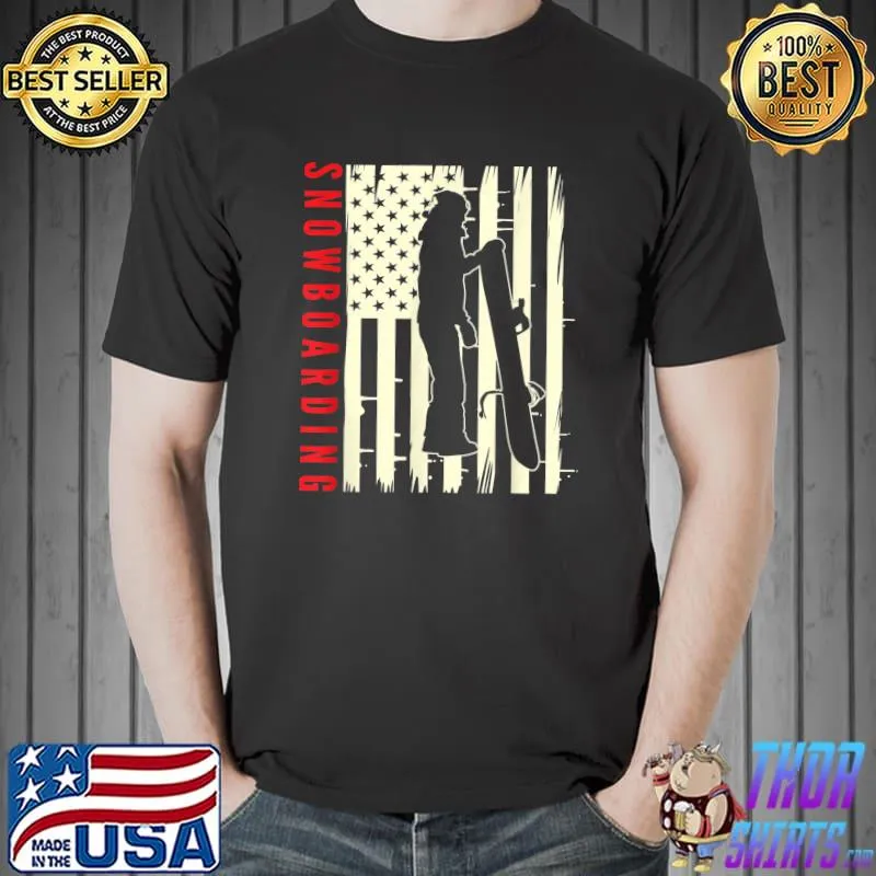 American Flag Patriotic Snowboarder Snowboard Snowboarding T-Shirt