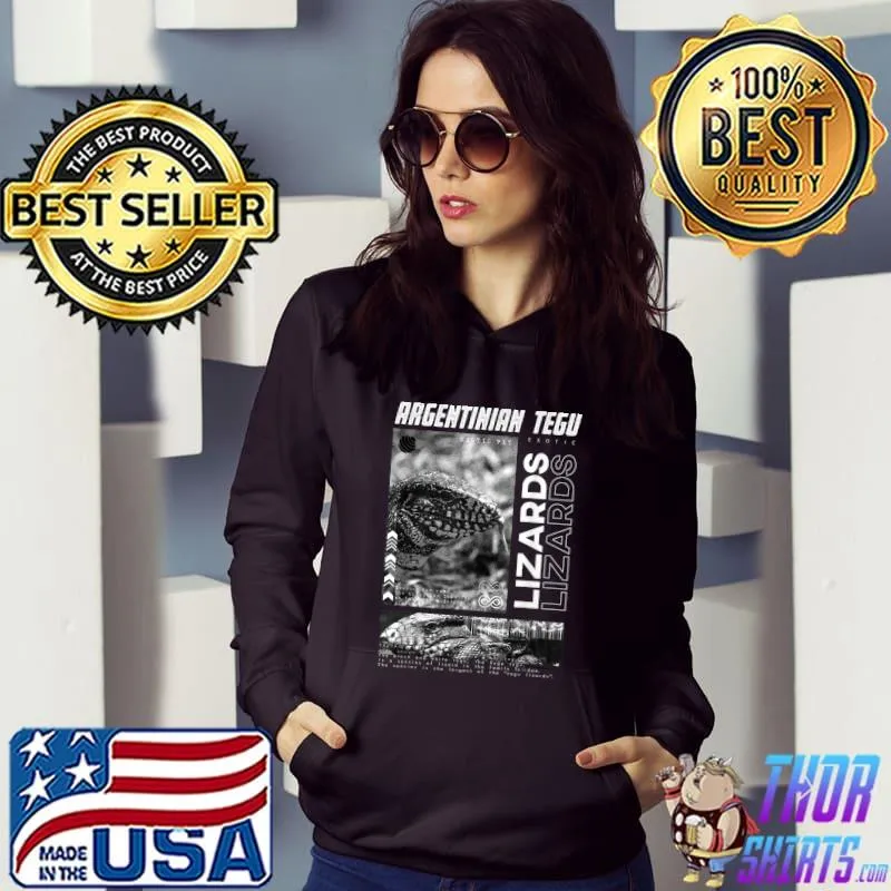Argentinian Tegu Lizard Modern Streetwear Reptile Keeper T-Shirt Hoodie
