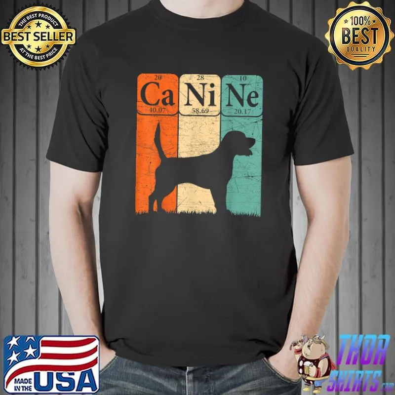 Beagle Dog Periodic Table Elements Dog Lover Canine Retro T-Shirt