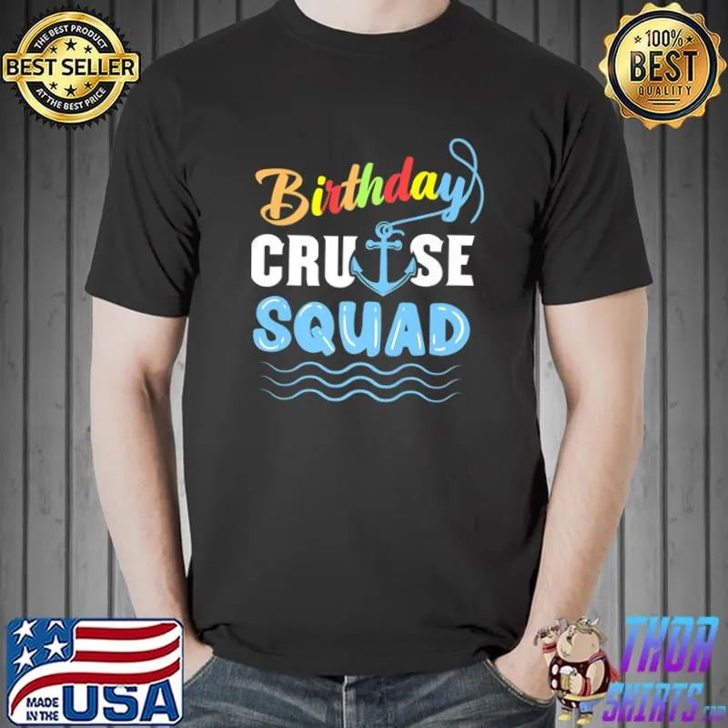 Birthday Cruise Squad Cruising Vacation Retro Colors Birthday T-Shirt