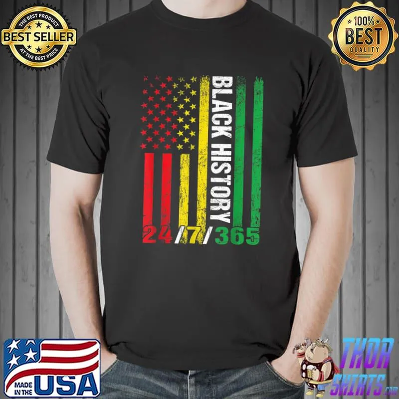 Black History Month 247365 African American Flag Melanin Black T-Shirt