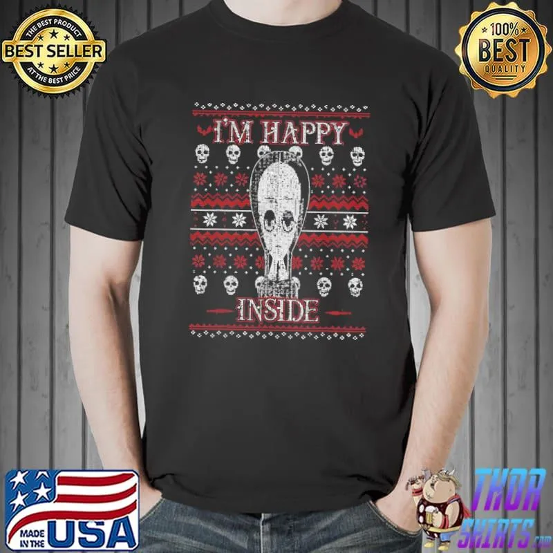 Cartoon design wednesday addams I'm happy inside classic shirt