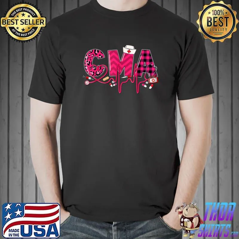 Cma Medical Assistant Valentines Day Nursing Valentine Plaid And Leopard T-Shirt