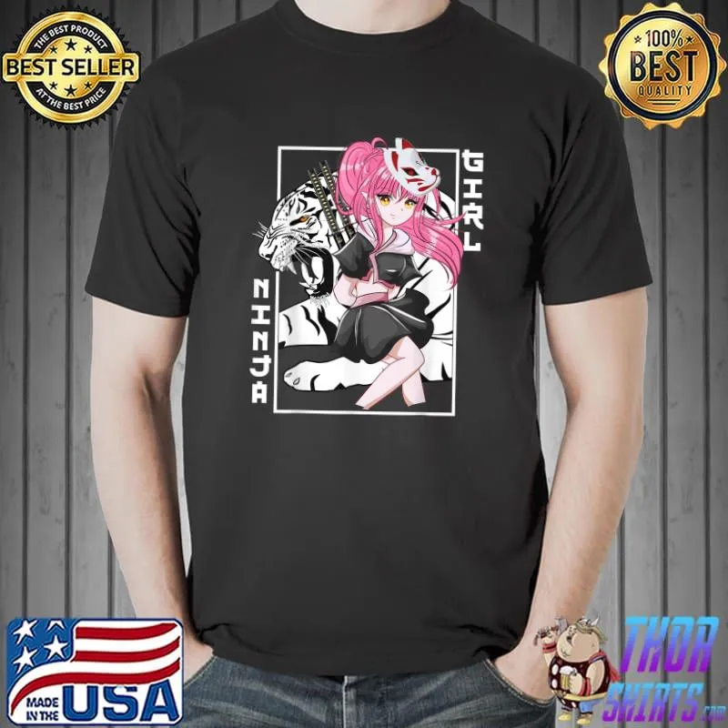 Cute Ninja Fighter Costume Ninja Girl Teacher Birthday Party T-Shirt