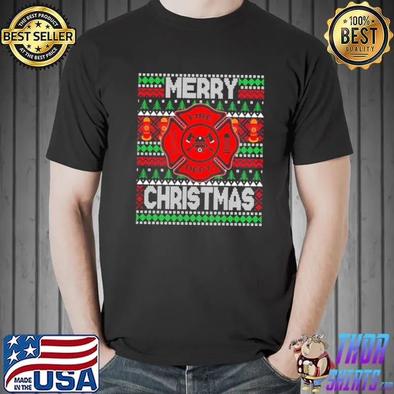 Fire department rescue team firefighter christmas shirt