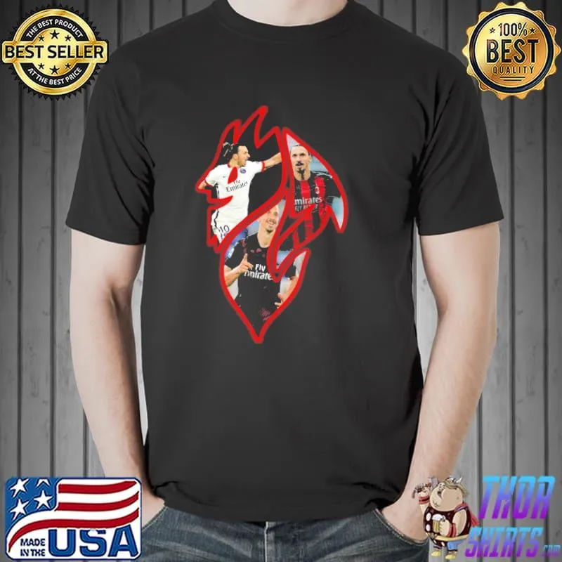 Flame art zlatan ibrahimovic ac milan soccer shirt
