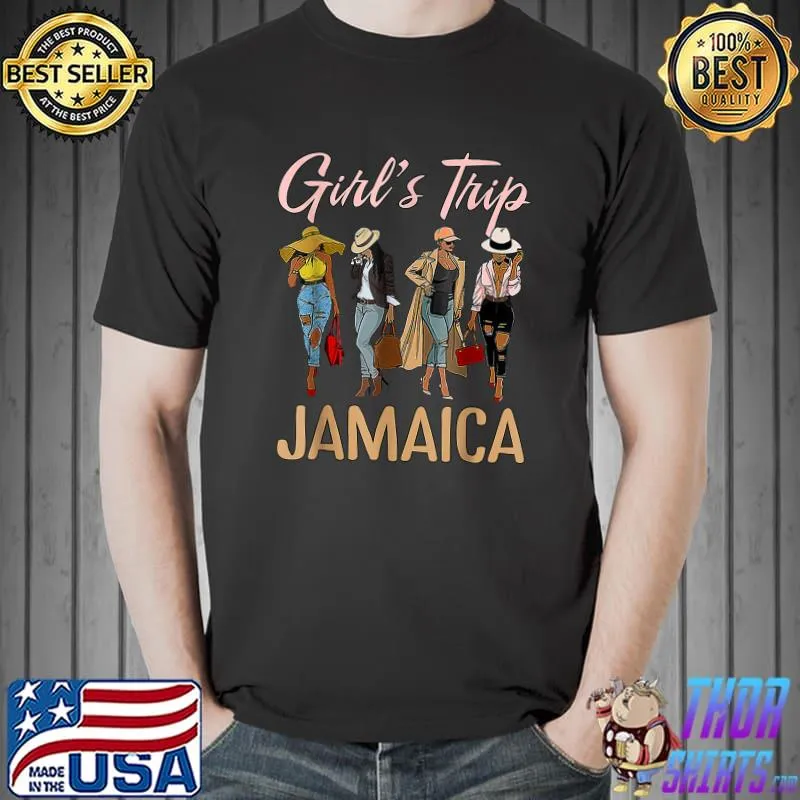 Girl's Birthday Trip Jamaica Black Sistas Queen Melanin T-Shirt