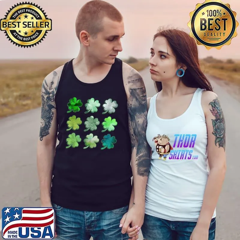 Happy St Patricks Day Lucky Shamrocks Four Leaf Clover T-Shirt Tank Top