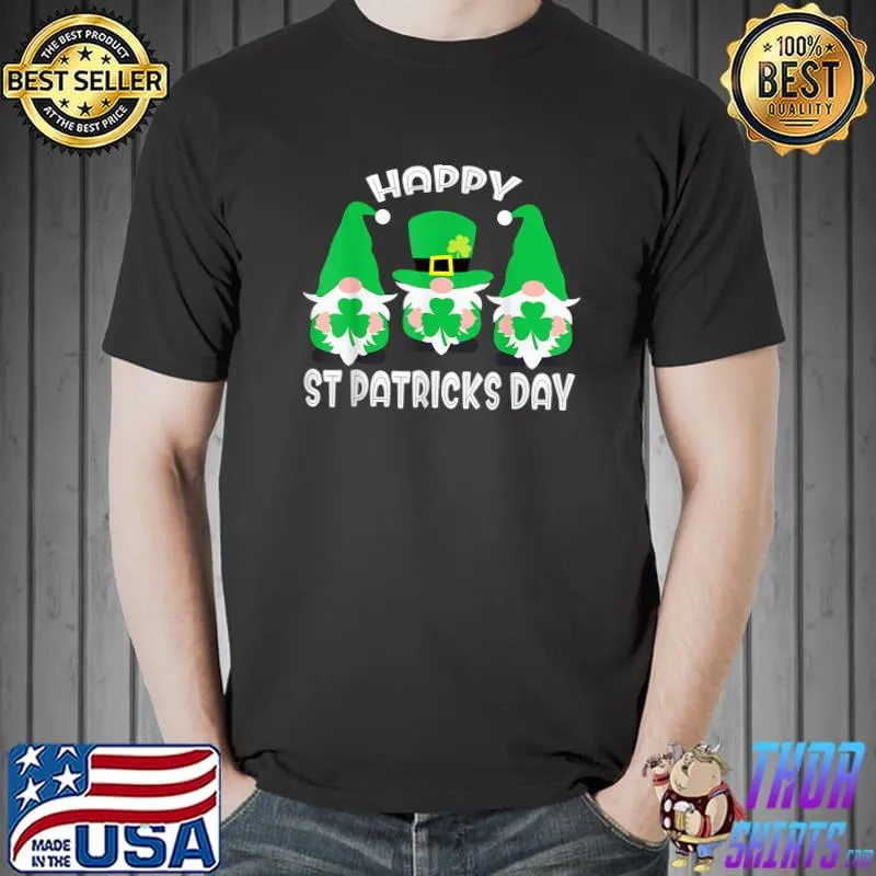 Happy St Patrick's Day Three Gnome Irish Shamrock Leprechaun T-Shirt