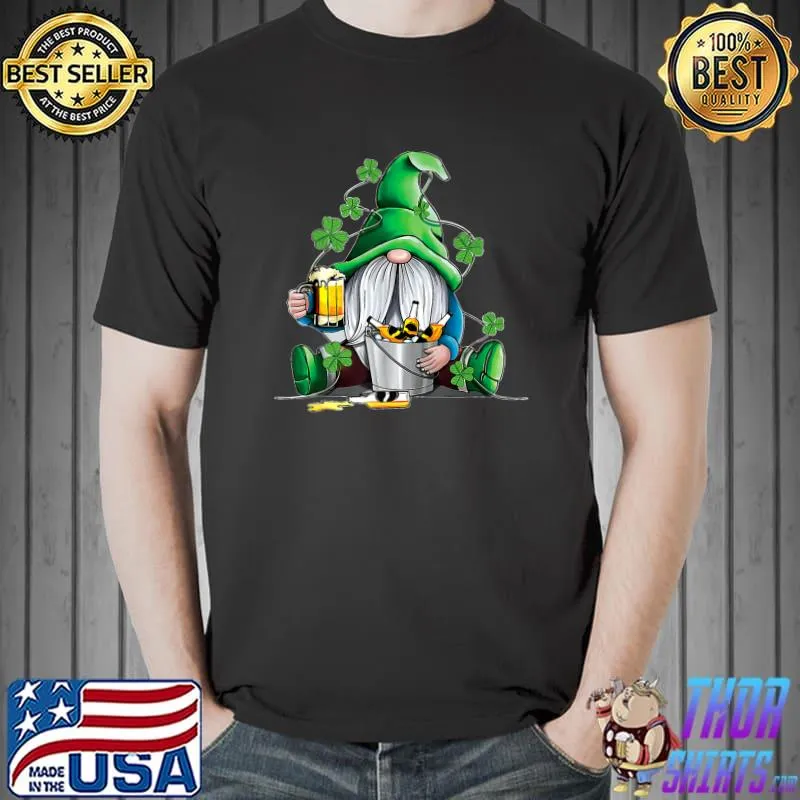 Irish Gnome Drink Beer Lucky Shamrock Gnome St Patricks Day T-Shirt