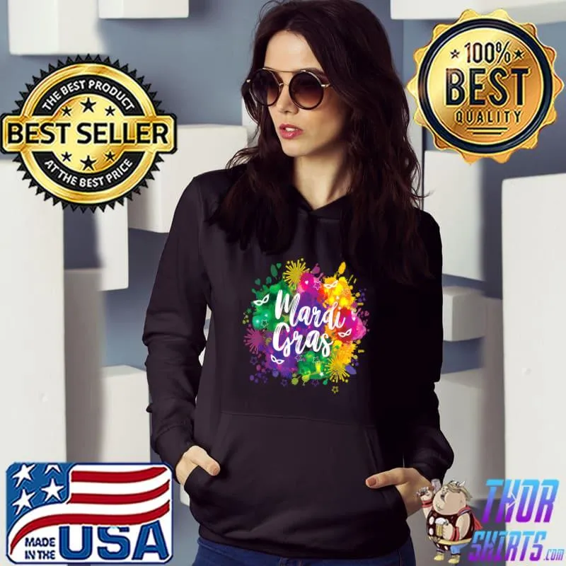 Mardi Gras Artistic Fat Tuesday Watercolors T-Shirt Hoodie