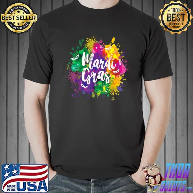 Mardi Gras Artistic Fat Tuesday Watercolors T-Shirt