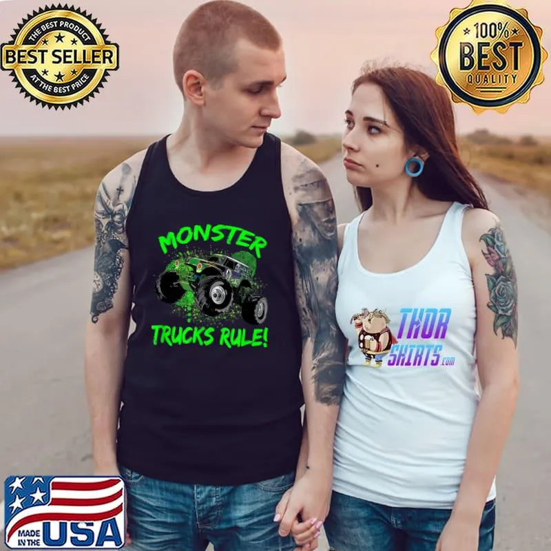 Monster Trucks Rule Watercolor T-Shirt Tank Top