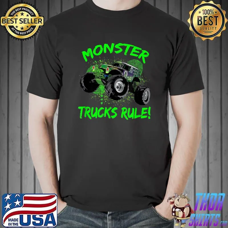 Monster Trucks Rule Watercolor T-Shirt