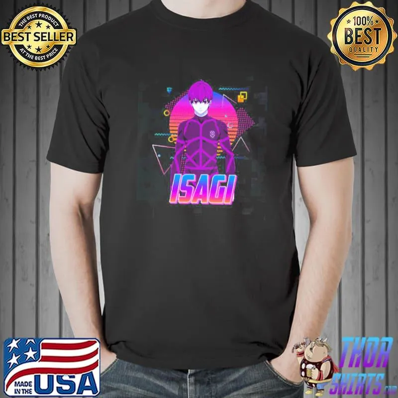 Neon isagI yoichI retro art blue lock shirt