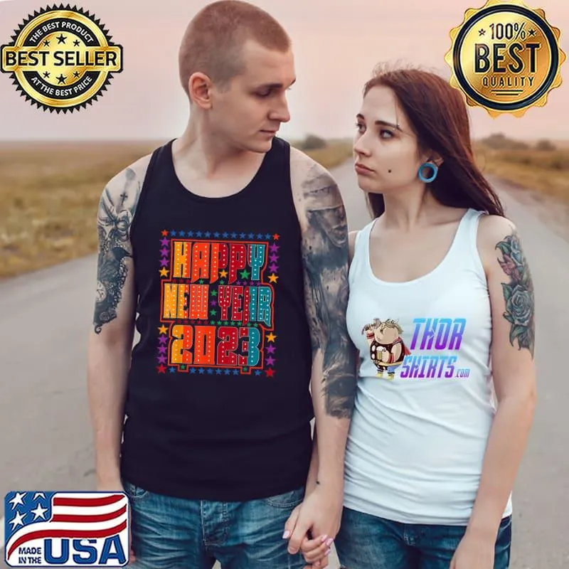 New Years Eve Party Supplies 2023 Happy New Year Stars Colors T-Shirt Tank Top