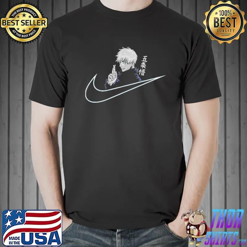 Nike gojo satoru strongest jujutsu sorcerer jujutsu kaisen logo for otaku gym shirt