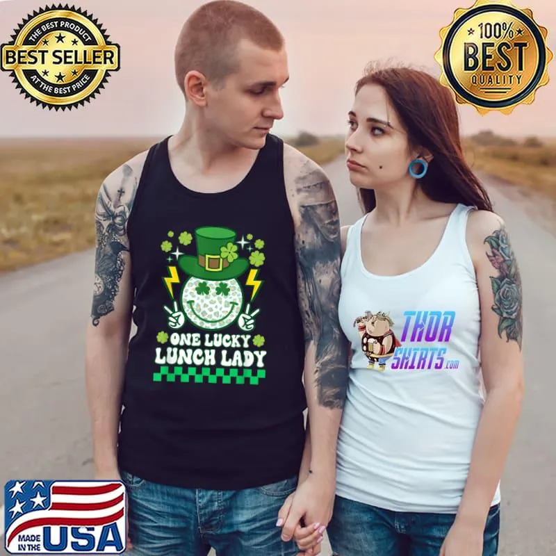 Retro Groovy St Patrick's Day Shamrock One Lucky Lunch Lady T-Shirt Tank Top