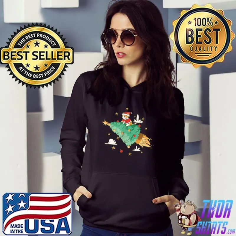 Santa Cat Christmas Tree Cat Lover T-Shirt Hoodie