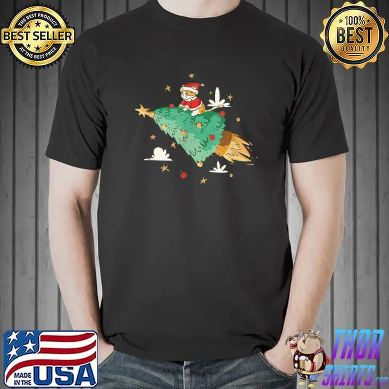 Santa Cat Christmas Tree Cat Lover T-Shirt