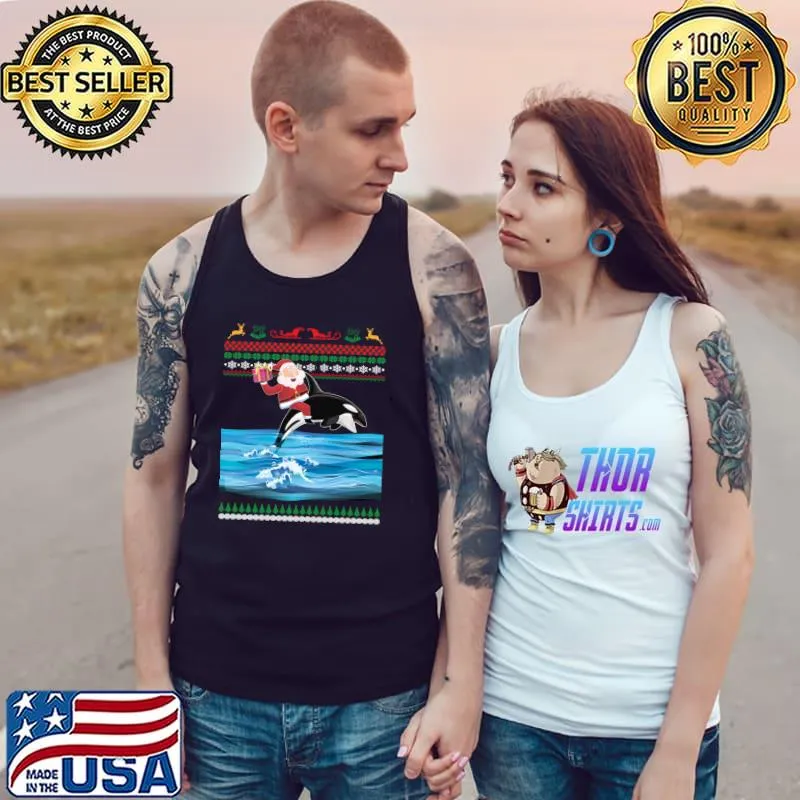 Santa Riding Orca Ugly Christmas Sweater T-Shirt Tank Top
