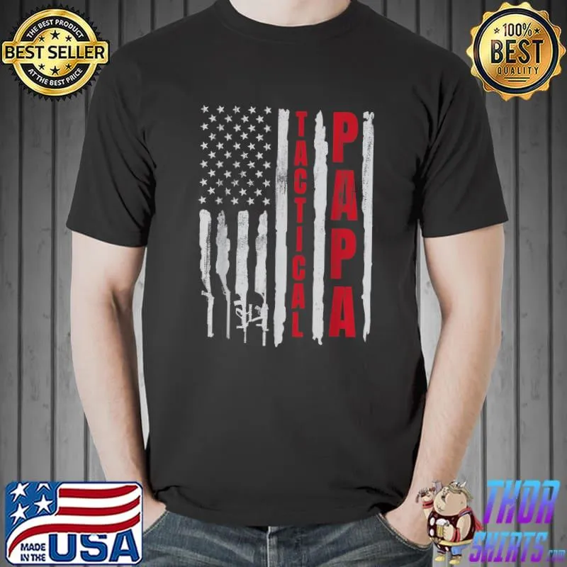 Tactical Papa Big American Flag Patriots T-Shirt