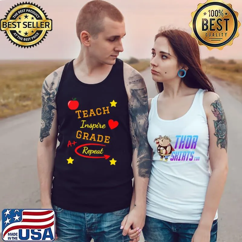Teacher Appreciation Teach Inspire Grade Stars Apple T-Shirt Tank Top