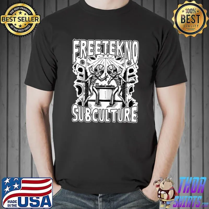Techno Alien Vinyl Freetekno 23 Sound System Rave T-Shirt