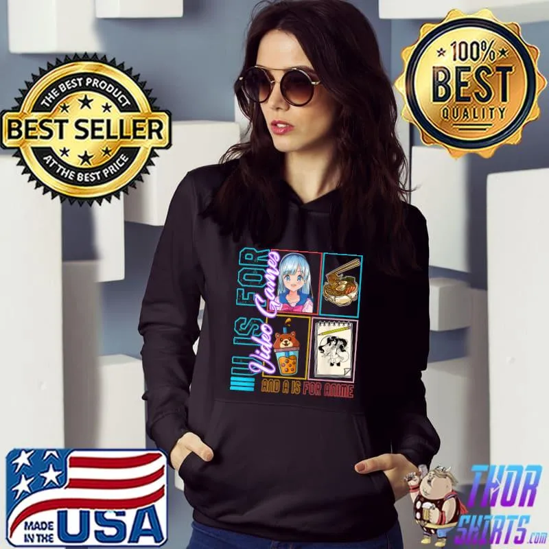 V Is For Video Games And A Is Fornime Anime Otaku Girl Japa T-Shirt Hoodie