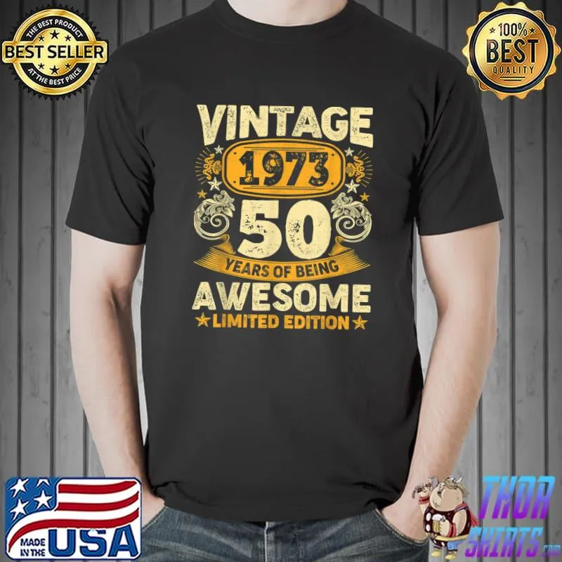 Vintage 1973 50 Year Old Gift Vintage 50th Birthday Retro Stars T-Shirt