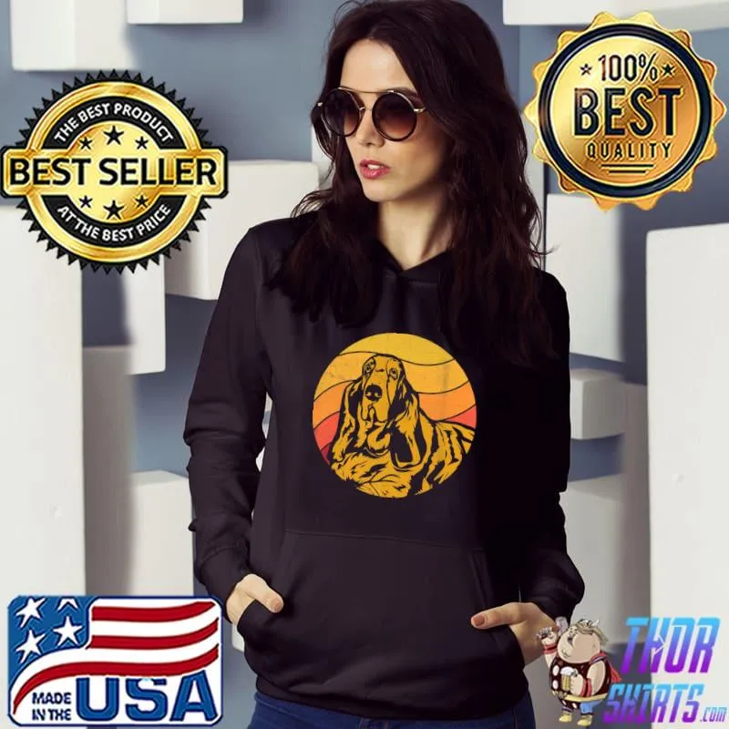 Vintage Basset Hound Sunset Dog Mom Dad T-Shirt Hoodie