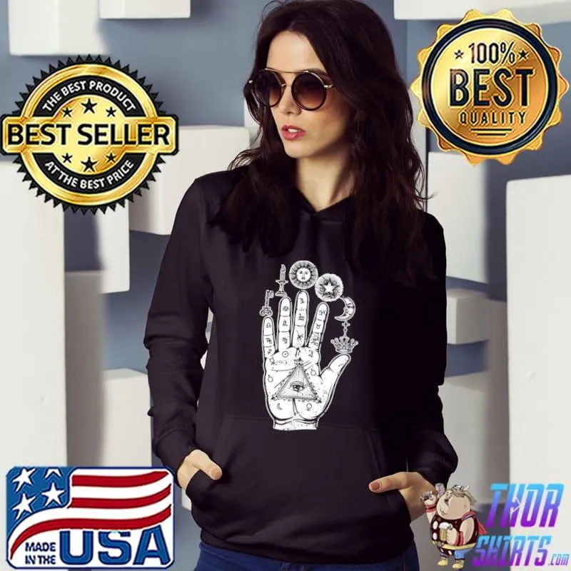 Vintage Fortune Telling Palmistry Hand Reading Lines Alchemy T-Shirt Hoodie