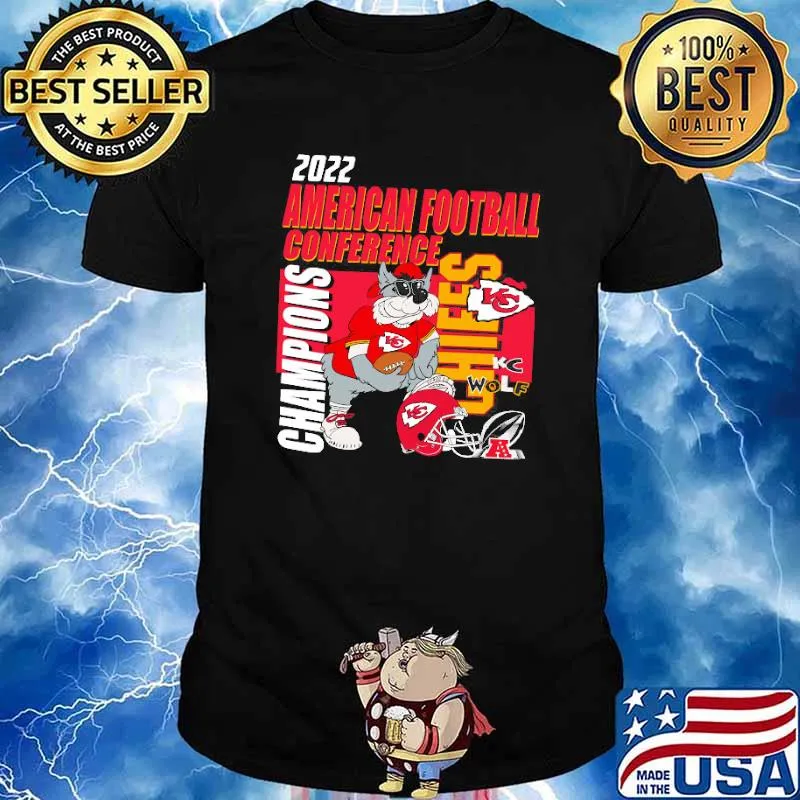 2022 American football conference champions Kansas city Chiefs Wolf shirt