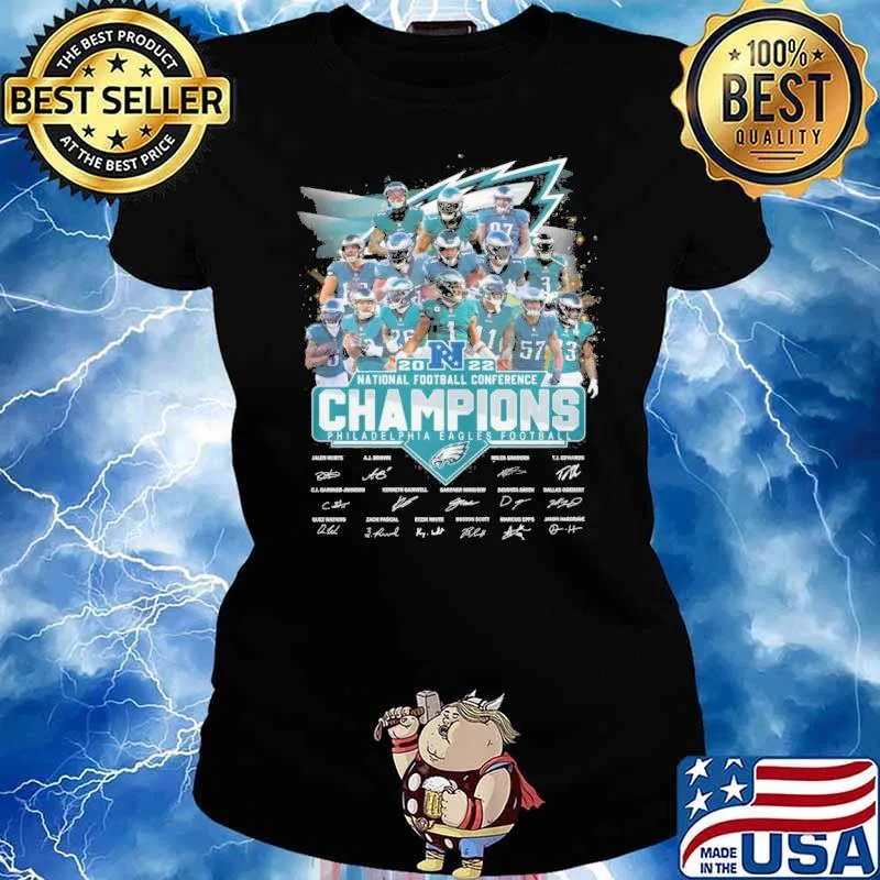 2022 national football conference champions Philadelphia Eagles football signatures s Ladies tee
