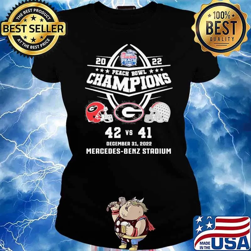 2022 peach bowl champions 42 vs 41 December 31,2022 Mercedes benz stadium Georgia Bulldogs Ohio State Buckeyes s Ladies tee