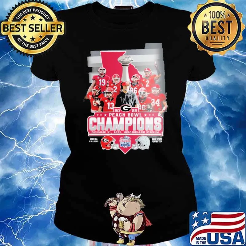 2022 peach bowl champions December 31,2022 Mercedes benz stadium Georgia Bulldogs Ohio state Buckeyes s Ladies tee