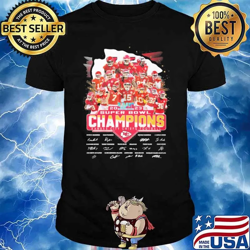 2023 super bowl LVII champions Kansas city Chiefs football signatures shirt