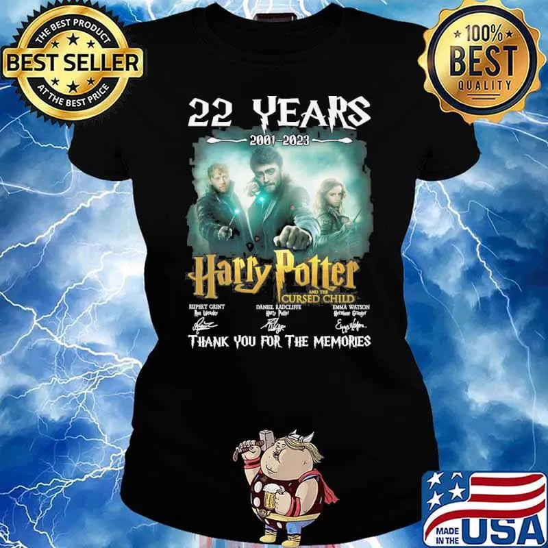 22 years 2001-2023 Harry Potter and the cursed child thank you for the memories signatures s Ladies tee